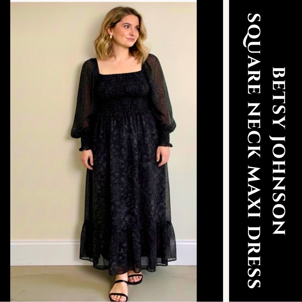 ✨️Betsey Johnson Black Square Neck Maxi Dress✨️